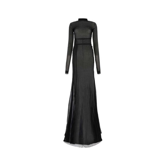 ANN DEMEULEMEESTER Sheer High-Neck Maxi Dress Women BLACK Dresses